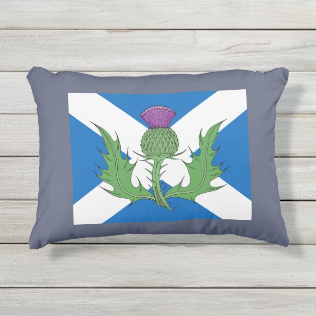 Schotse Thistle en Saltire Buitenkussen (Voorkant)