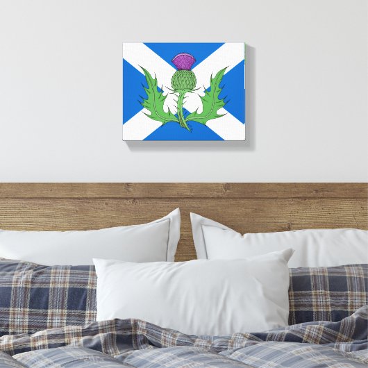 Schotse Thistle en Saltire Canvas Afdruk (Insitu (Slaapkamer))