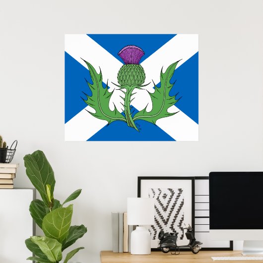 Schotse Thistle en Saltire Poster (Thuiskantoor)