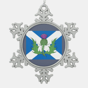 Schotse Thistle en Saltire Tin Sneeuwvlok Ornament