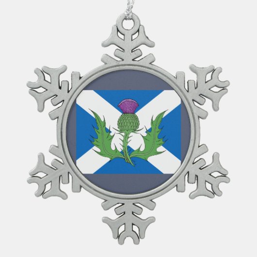 Schotse Thistle en Saltire Tin Sneeuwvlok Ornament (Voorkant)