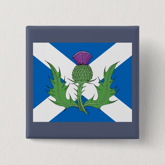 Schotse Thistle en Saltire Vierkante Button 5,1 Cm (Voorkant)