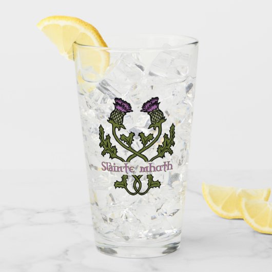 Schotse Thistle en Schots-Gaelic Toast Glas (Voorkant ijs)