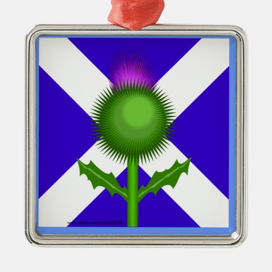 Schotse Thistle en vlag Metalen Ornament (Voorkant)