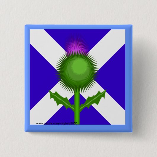 Schotse Thistle en vlag Vierkante Button 5,1 Cm (Voorkant)