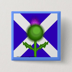 Schotse Thistle en vlag Vierkante Button 5,1 Cm