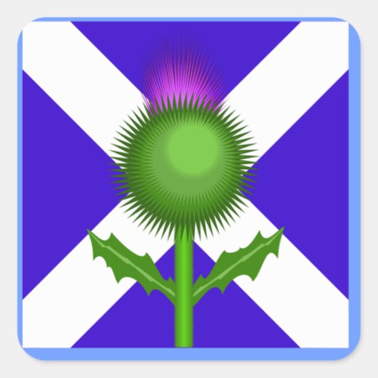 Schotse Thistle en vlag, Vierkante Sticker (Voorkant)