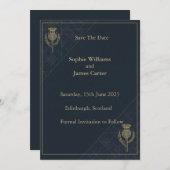 Schotse Thistle & Tartan bruiloft Save The Date (Voorkant / Achterkant)