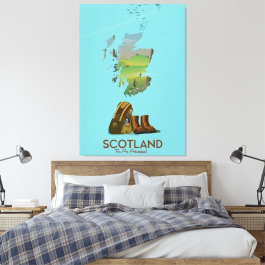 Schotse trekkaart poster canvas afdruk (Insitu (Slaapkamer))