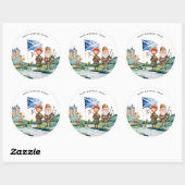 Schotse verjaardagsfeestje ronde sticker (Vel)