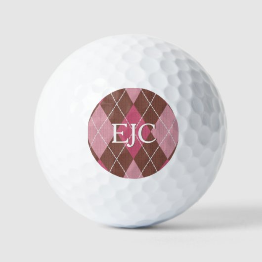 Schotse versie van Argyle Pink & Brown: voeg Initi Golfballen (Voorkant)