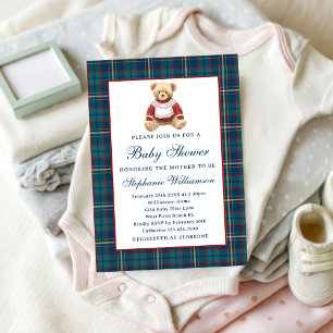 Schotse Vintage Teddybeer Kerst Baby Borrel Kaart