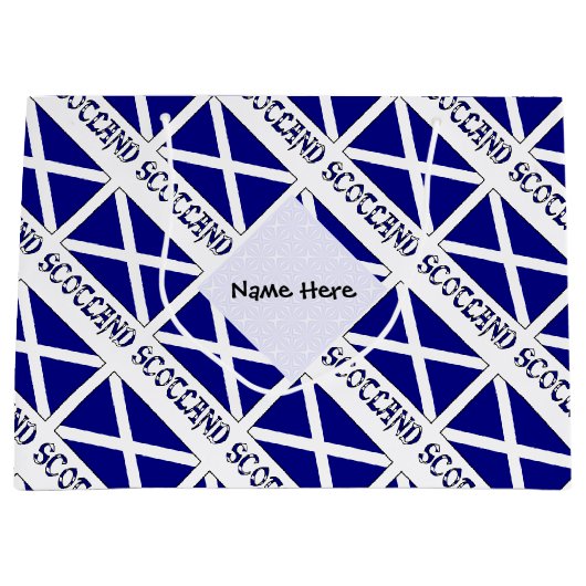 Schotse vlag betegelde zwarte personalisatie groot cadeauzakje (Voorkant)