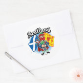Schotse vlag en Piper Ronde Sticker (Envelop)