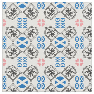 Schotse vlag & leeuw, mode harten /Schotland Stof