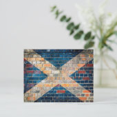 Schotse vlag op een muur briefkaart (Staand voorkant)