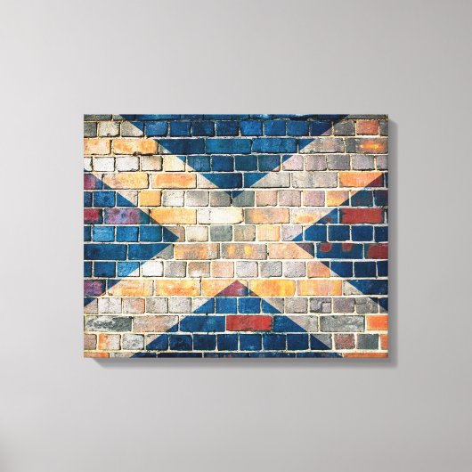 Schotse vlag op een muur canvas afdruk (Voorkant)