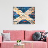 Schotse vlag op een muur canvas afdruk (Insitu (Woonkamer))
