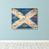 Schotse vlag op een muur canvas afdruk (Insitu (Houten vloer))