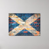 Schotse vlag op een muur canvas afdruk (Voorkant)