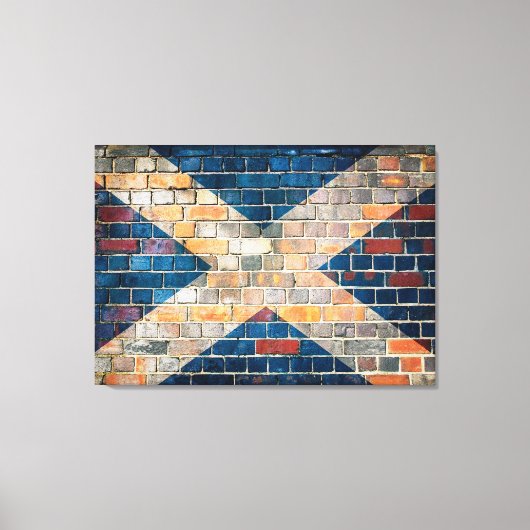 Schotse vlag op een muur canvas afdruk (Voorkant)