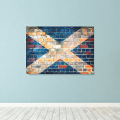 Schotse vlag op een muur canvas afdruk (Insitu (Houten vloer))