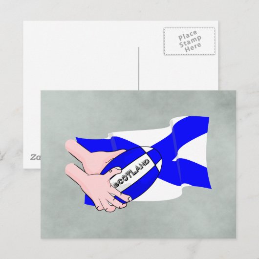 Schotse vlag rugbybal supporters Cartoon handen Briefkaart (Voorkant / Achterkant)