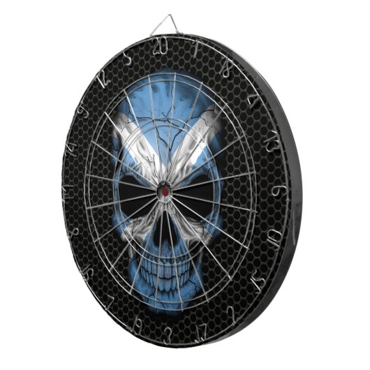 Schotse vlag schedel op staal dartbord (Voorkant Rechts)