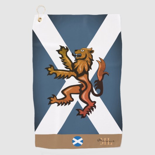 Schotse vlag & Schotland, monogrammen /Rampant Golfhanddoek (Voorkant)