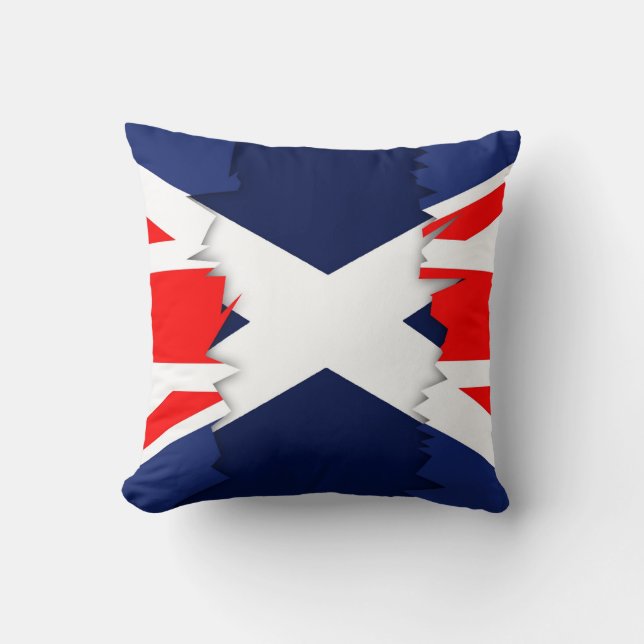 Schotse vlag, Union Jack Ripped Effect Pillow Kussen (Voorkant)