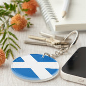 Schotse vlag van Schotland Saint Andrew's Cross Sleutelhanger (Voorkant Rechts)