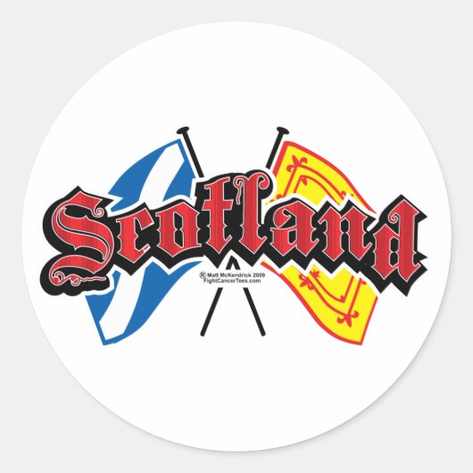 Schotse vlaggen ronde sticker (Voorkant)