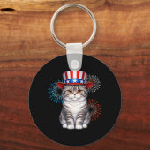 Schotse Vouw 4 juli Cat Vierde Juli Sleutelhanger (Voorkant)