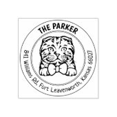 Schotse vouw Kat Familie Terugkeer Adres Rubberstempel (Afrduk)