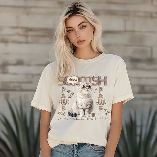 Schotse vouw kat, minimalistische gezellig, kat ou t-shirt