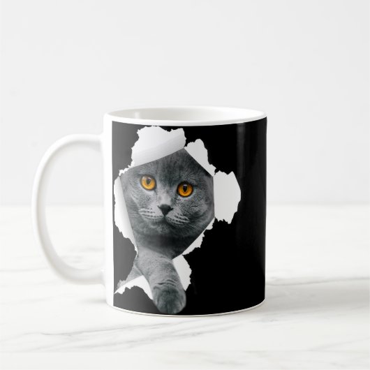 Schotse vouw katten gescheurd doek kitten koffiemok (Links)