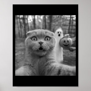 Schotse vouwkat selfie spook trick or treater poster