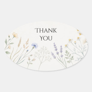 Schotse Wilde Bloem Dank Je Wel Trouwdag Ovale Sticker
