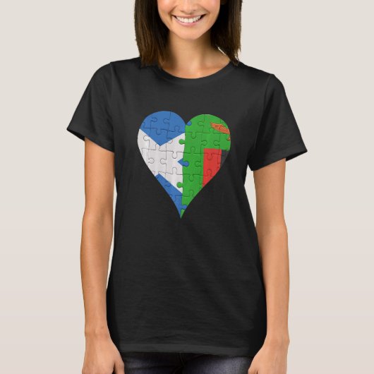 Schotse Zambiaanse vlag hart T-shirt (Voorkant)