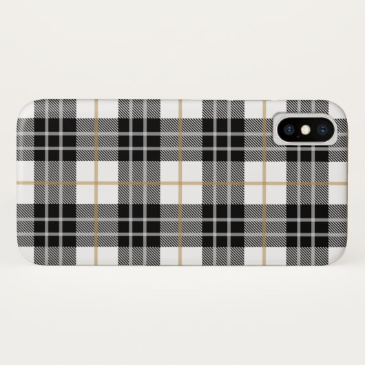 Schotse zwart-witte tartan plaid Case-Mate iPhone case (Achterkant (horizontaal))
