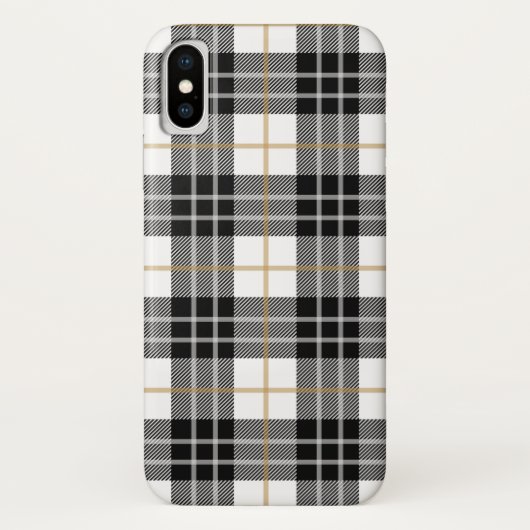 Schotse zwart-witte tartan plaid Case-Mate iPhone case (Achterkant)