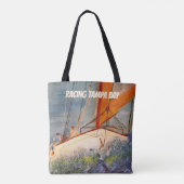 Schouder Canvas tas - Sailboot Racing (Achterkant)