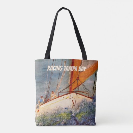 Schouder Canvas tas - Sailboot Racing (Achterkant)