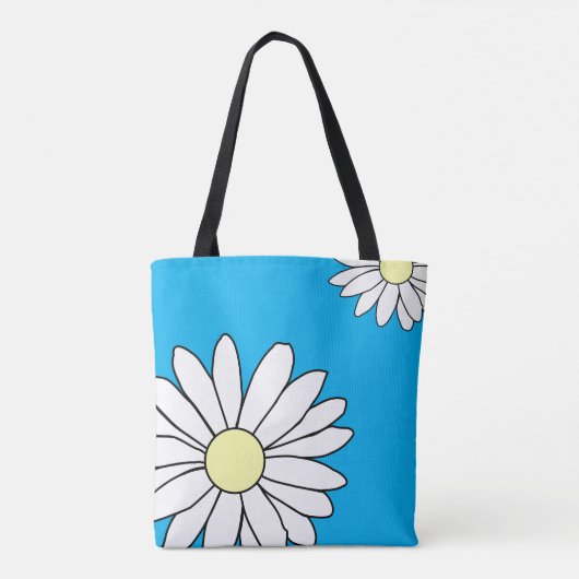 Schouder Canvas tas - Summer Daisy Blue (Achterkant)