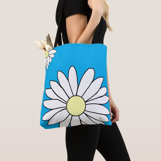 Schouder Canvas tas - Summer Daisy Blue (Dichtbij)