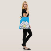 Schouder Canvas tas - Summer Daisy Blue (Op model)