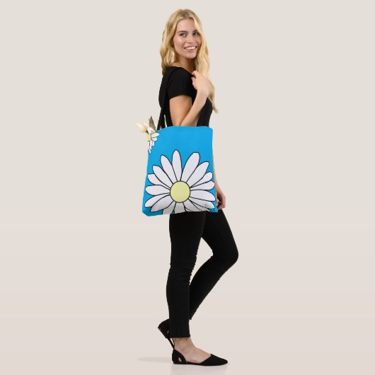 Schouder Canvas tas - Summer Daisy Blue (Op model)