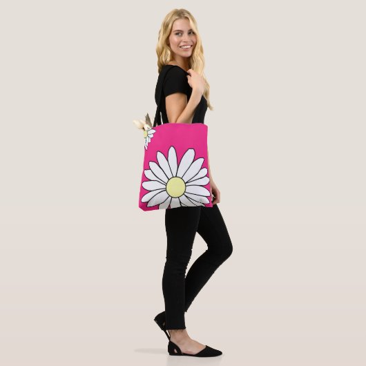 Schouder Canvas tas - Summer Daisy Pink (Op model)