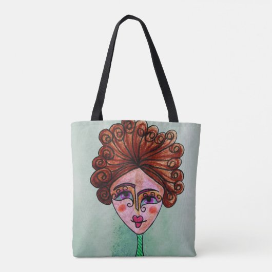 Schouder Canvas tas (Whimsical Woman - 01) (Achterkant)