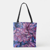 Schouder Tas, Cherry Blossom Blue Tote Bag (Achterkant)